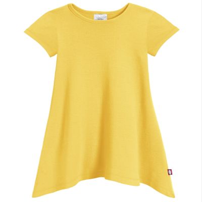 City Threads Girls' Shark Bite Short Sleeve Tunic Top Blouse Shirt Stylish Modern All Cotton for Sensitive Skins SPD Sensory Friendly, Yellow, 12/18m