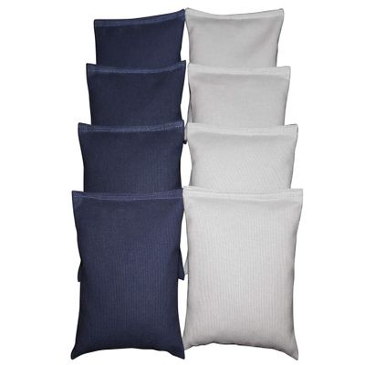 BackYardGamesUSA Set of 8 Cornhole Bags Pick Your 2 Colors! Regulation Size Handmade! (Navy Blue/White)