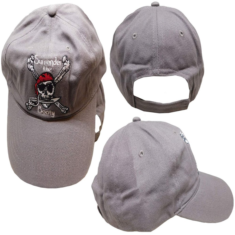 AES Surrender The Booty Pirate Grey Washed Distressed Drab Embroidered Cap Hat