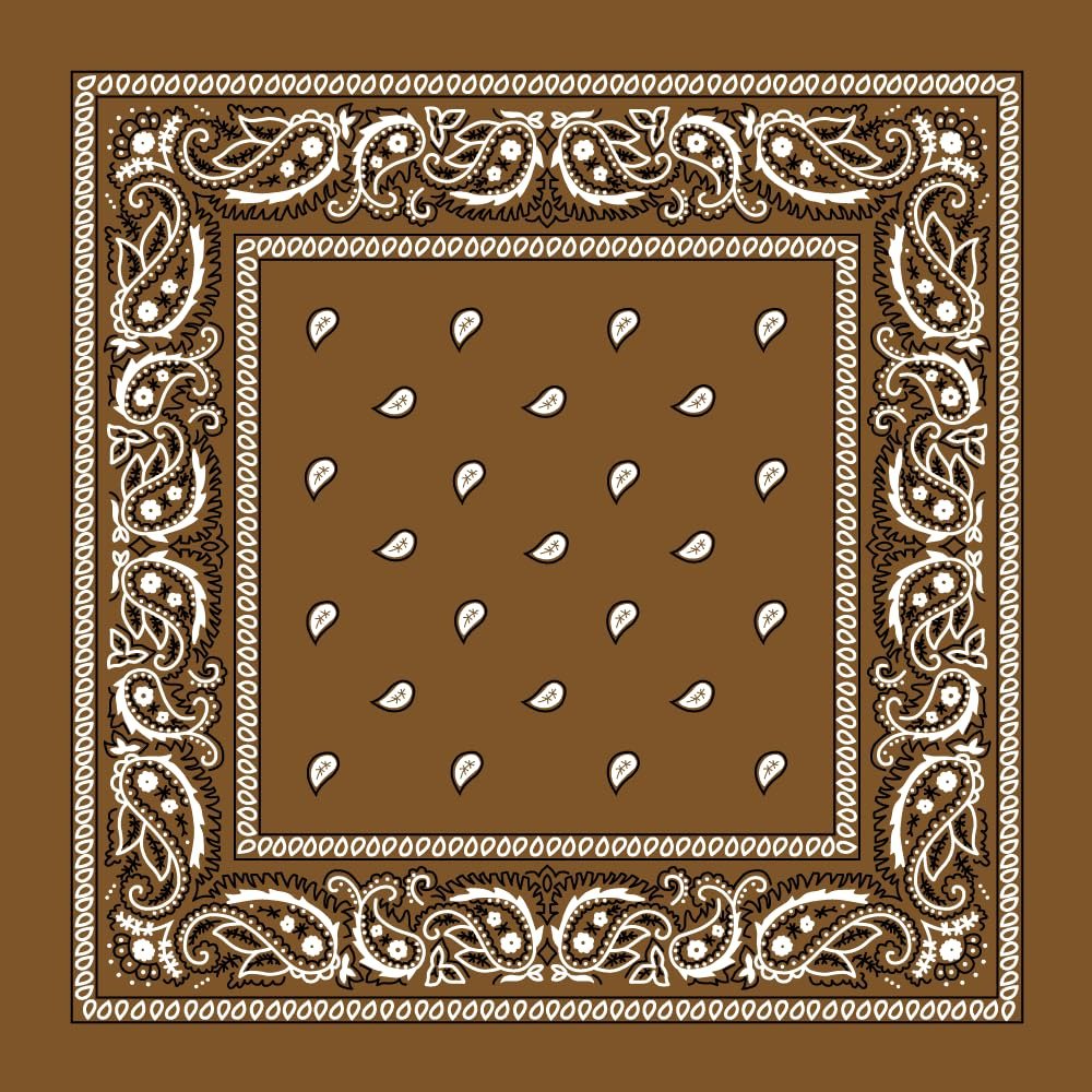 Brown Paisley Bandana - Single Piece 22x22