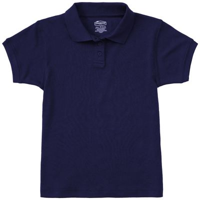 Classroom Big Girl's Big Girls Short Sleeve Fitted Interlock Polo Shirt, sos Navy Blue, S