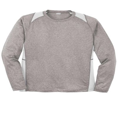 SPORT-TEK Long Sleeve Heather Colorblock Contender Tee | Athletic T-Shirt for Men & Women, Workout Top for Running & Hiking
