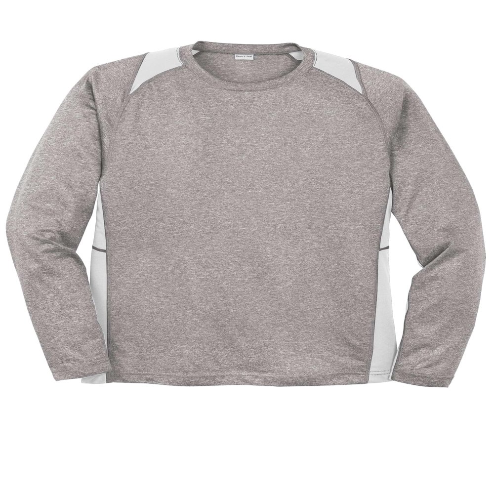 SPORT-TEK Long Sleeve Heather Colorblock Contender Tee | Athletic T-Shirt for Men & Women, Workout Top for Running & Hiking
