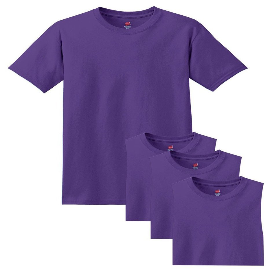 Hanes Men's TAGLESS ComfortSoft Crewneck T 4P_Purple_2XL