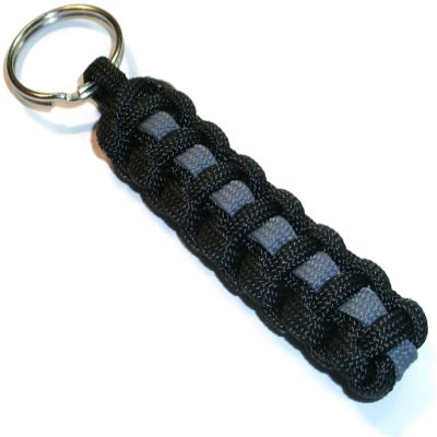 RedVex Thin GrayLine Paracord Cobra Style Key Chain/Key Fob - Black with Gray Line - Choose Length (Qty-1) (6")