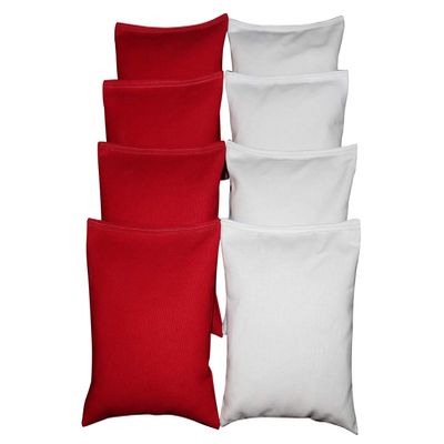 BackYardGamesUSA Set of 8 Cornhole Bags Pick Your 2 Colors! Regulation Size Handmade! (Red/White)