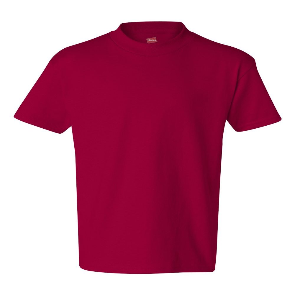 Hanes Authentic TAGLESS Boys' Cotton T-Shirt_Deep Red_XS