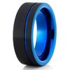 Blue Tungsten Wedding Ring,Black Tungsten Wedding Band,Anniversary Ring,8mm Wedding Ring,Tungsten Carbide Ring,Anniversary Ring,Engagement Ring,Comfort Fit view 1