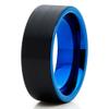 Blue Tungsten Wedding Ring,Blue Tungsten Ring,Black Tungsten,Men & Women,Black Tungsten Band view 1