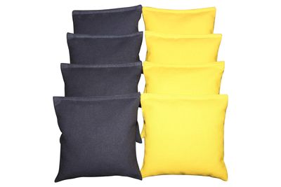 BackYardGamesUSA Set of 8 Cornhole Bags Pick Your 2 Colors! Regulation Size Handmade! (Navy Blue/Light Yellow)
