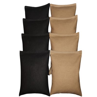 BackYardGamesUSA Set of 8 Cornhole Bags Pick Your 2 Colors! Regulation Size Handmade! (Khaki/Black)