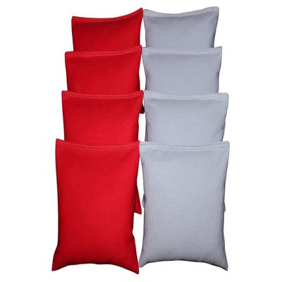 BackYardGamesUSA Set of 8 Cornhole Bags Pick Your 2 Colors! Regulation Size Handmade! (Red/Gray)
