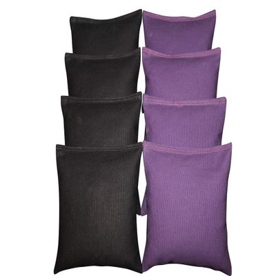 BackYardGamesUSA Set of 8 Cornhole Bags Pick Your 2 Colors! Regulation Size Handmade! (Purple/Black)