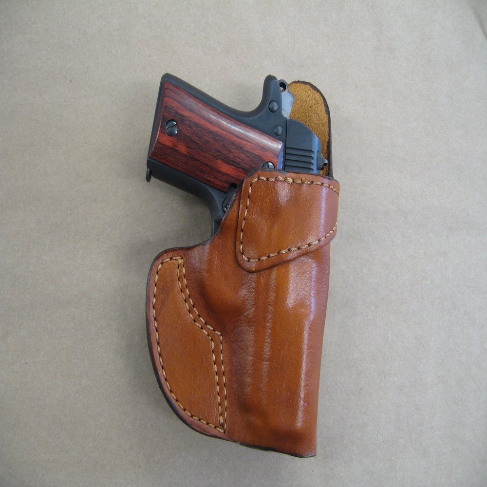 Rock Island Baby Rock 380 Leather Clip On OWB Belt Conceal Holster CCW - TAN RH