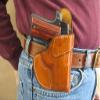 Rock Island Baby Rock 380 Leather Clip On OWB Belt Conceal Holster CCW - TAN RH view 3