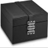 Glenor Co Ring Organizer Box - 108 Slot Classic Jewelry Display Holder - 2 Storage Trays with Modern Buckle Closure, Large Mirror - Holds Rings and Cufflinks - PU Leather Case - Black view 2