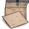 Glenor Co Ring Organizer Box - 108 Slot Classic Jewelry Display Holder - 2 Storage Trays with Modern Buckle Closure, Large Mirror - Holds Rings and Cufflinks - PU Leather Case - Black view 3