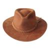 B&S Premium Leather Fedora - Wide Brim Hat Leather - Water Resistant - Tan (Size 60) view 1
