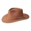 B&S Premium Leather Fedora - Wide Brim Hat Leather - Water Resistant - Tan (Size 60) view 2