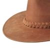 B&S Premium Leather Fedora - Wide Brim Hat Leather - Water Resistant - Tan (Size 60) view 3
