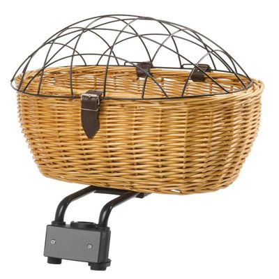M-Wave Bicycle Wicker Pet Basket Front or Rear Mount, 17 x 12 x 8.5 in
