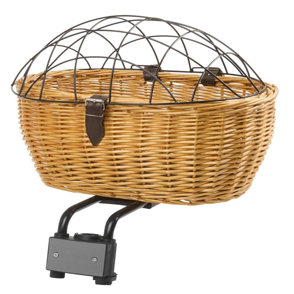 M-Wave Bicycle Wicker Pet Basket Front or Rear Mount, 17 x 12 x 8.5 in