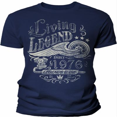50th Birthday Gift Shirt for Men - Living Legend 1976 Legends Never Die - F/Navy-XL