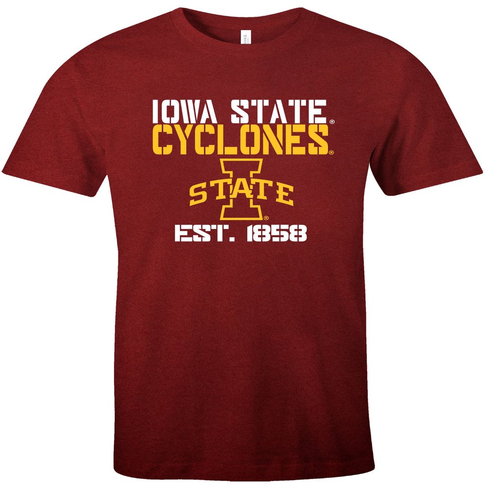 NCAA Iowa State Cyclones Est Stack Jersey Short Sleeve T-Shirt, Cardinal,Medium