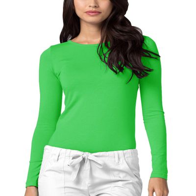 Adar Underscrubs for Women - Long Sleeve Underscrub Comfort Tee - 2900 - Neon Lime Green - XL