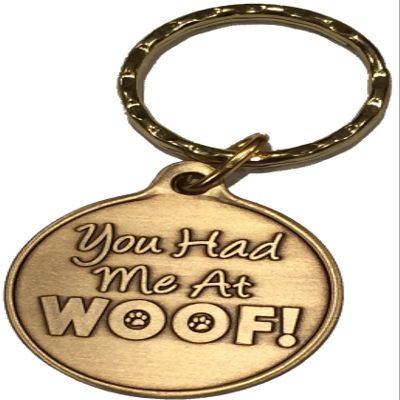 You Had Me At Woof Dog Pet Heart Bronze Keychain Paw Print Design