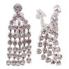 Grace Jun Bridal Silver Plated Rhinestone Crystal Long Tassel Clip on earrings Non Piercing for Women (38) view 1