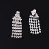 Grace Jun Bridal Silver Plated Rhinestone Crystal Long Tassel Clip on earrings Non Piercing for Women (38) view 3