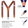AWAYTR Kids Boys Adults Suspenders - 4 Sizes Sturdy Metal Clips Elastic Adjustable Suspender (24 inches (3 Years-6 Years),Brown) view 2