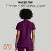 BARCO One Racer Classic Fit Scrub Top for Women  Wine, 4-Pocket V-Neck Scrub Shirt w/ 360 Spandex Stretch, Moisture Wicking, Anti-Static and Quick-Shed  3XL, Regular Fit view 4