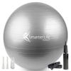 SmarterLife Exercise Ball Yoga Ball for Fitness, Balance, Stability, or Pregnancy, Gym Ball for Core Workout, Physical Therapy, Yoga Ball Chair for Office, Anti-Slip Anti-Burst (65 cm, Silver) view 1