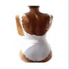 Bestgift Women's Padded Solid Color Backless Scallop Swimwear Bathing Suits Wine Red S view 2