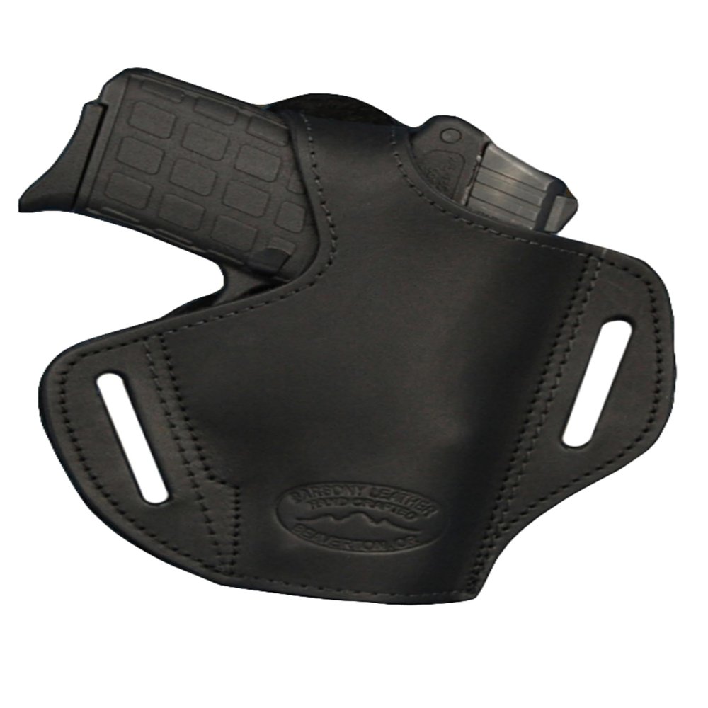 Barsony Black Leather Pancake Holster for 380 and Small 9mm 40 45 (Kimber Micro 9mm, Left)