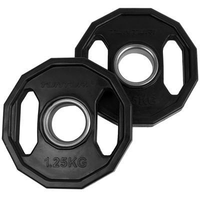 Tunturi Unisex's Olympic Rubber Weigth Plates 1.25kg, Pair, Black, 1.25 kg