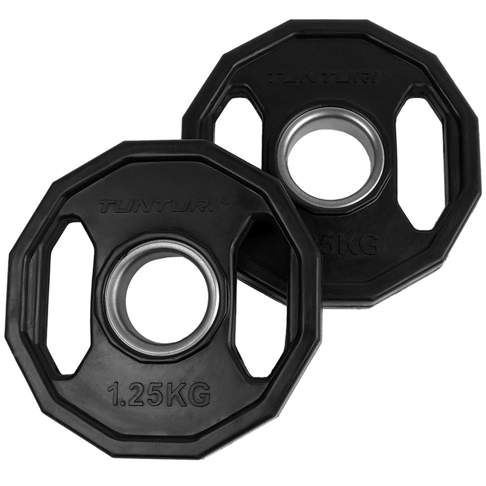Tunturi Unisex's Olympic Rubber Weigth Plates 1.25kg, Pair, Black, 1.25 kg