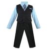 Luca Gabriel Toddler Boys' 4 Piece Pinstripe Vest Shirt Tie Pant and Hanky Set Sky Blue - 4t view 1