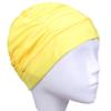 Ewanda store Colorful Pleated Nylon Cloth Swim Cap Large Swimming Cap Hot Spring Bathing Caps for Adult Men Women Long Hair(Yellow) view 1