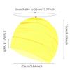 Ewanda store Colorful Pleated Nylon Cloth Swim Cap Large Swimming Cap Hot Spring Bathing Caps for Adult Men Women Long Hair(Yellow) view 3