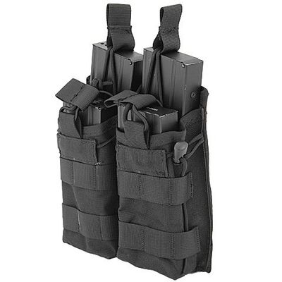 Lancer Tactical Airsoft Bungee Open Top Quad M4 Mag Pouch - Black