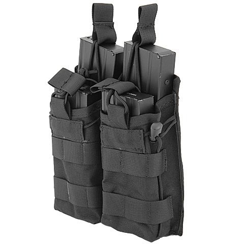 Lancer Tactical Airsoft Bungee Open Top Quad M4 Mag Pouch - Black