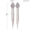 Bridal Platinum Plated or Gold Plated Crown Heart Teardrop Shape Tassel Earrings Clip on Earrings Non Piercing (teardrop platinum) view 2