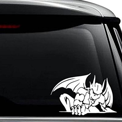 Gargoyle Monster Decal Sticker For Use On Laptop, Helmet, Car, Truck, Motorcycle, Windows, Bumper, Wall, and Decor Size- [12 inch] / [30 cm] Wide / Color- Gloss White