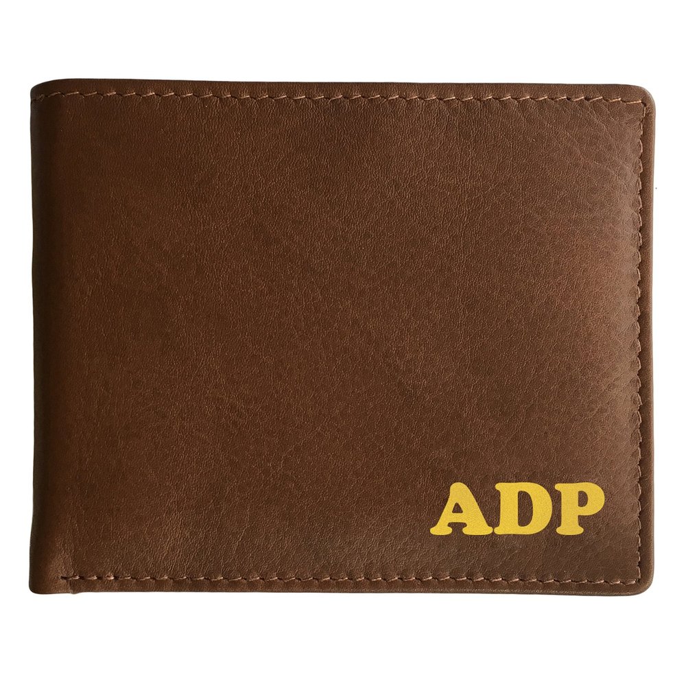 123 Cheap Checks Personalized Leather RFID Blocking Toffee Bifold Slim Men's Wallet
