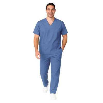 M&M SCRUBS Men Scrub Set Medical Scrub Top and Pants 4XL Ceil Blue