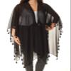 INC Womens Tassel Tie Front Kimono Swim Cover-Up Black O/S view 1