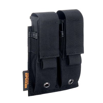 EXCELLENT ELITE SPANKER Molle Single/Double Pistol Mag Pouch Tactical Magazine Pouch Tool Organizer Holder (Double Black)